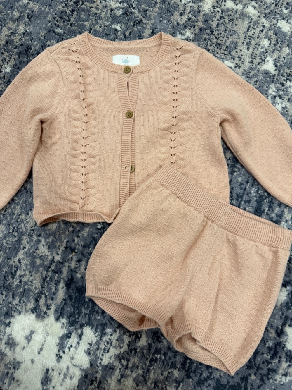 cloud island Soft Pink Knit Baby Set